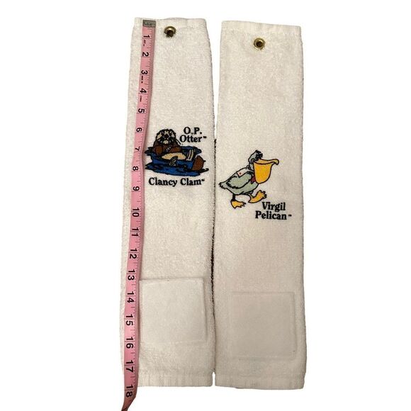 Golf Towels ~ set of 3 ~ O.P. Otter Clancy Clam, Virgil Pelican, Vassar College - Picture 5 of 10